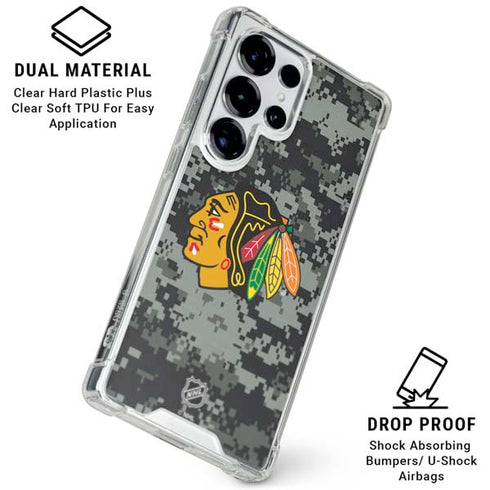 NHL Chicago Blackhawks Camo Galaxy S25 Ultra Clear Case